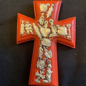 Mexican Folk Art Cross with milagros